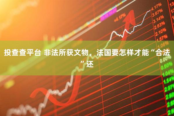 投查查平台 非法所获文物，法国要怎样才能“合法”还